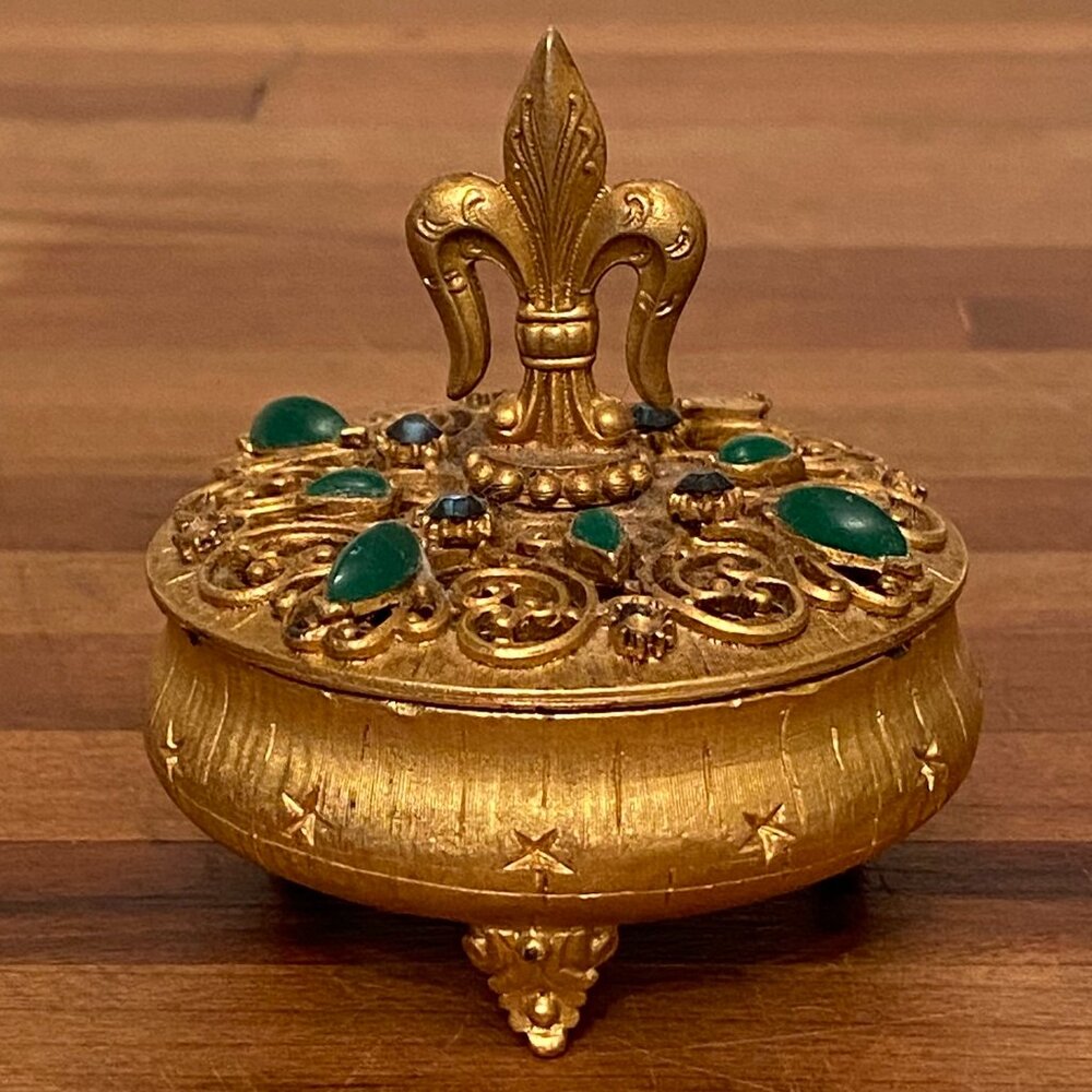 Vintage 1950's Jeweled Ring Box Hollywood Regency